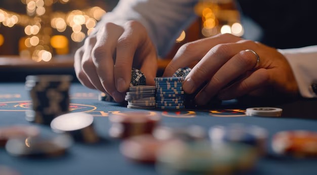 Texas Poker table selection screen showing stake levels and available seats